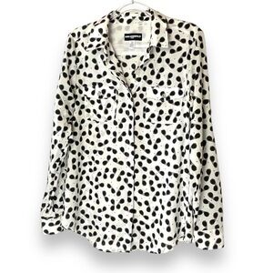 Karl Lagerfeld Shirt Womens Sunglasses Print White Black Button Size‎ Small